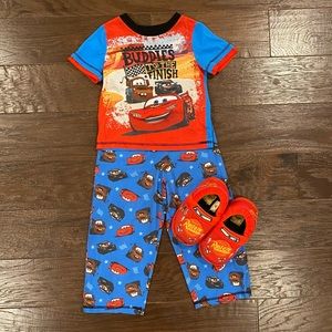 CARs pj set with matching slippers